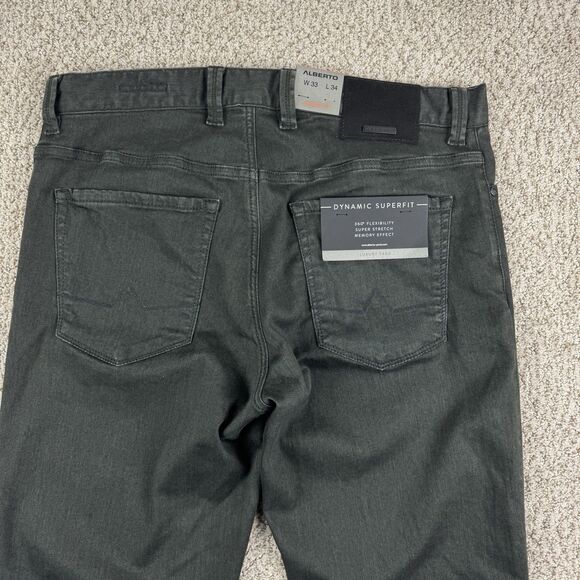 Alberto Pipe Jeans Mens 33x34 DS Dual FX Denim Dark Green Regular Fit NWT - Picture 6 of 16